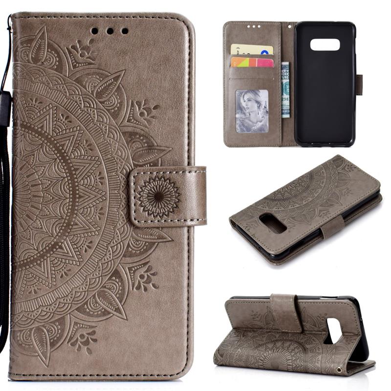 Hülle für Samsung Galaxy S10e Handyhülle Flip Case Schutzhülle Mandala Grau