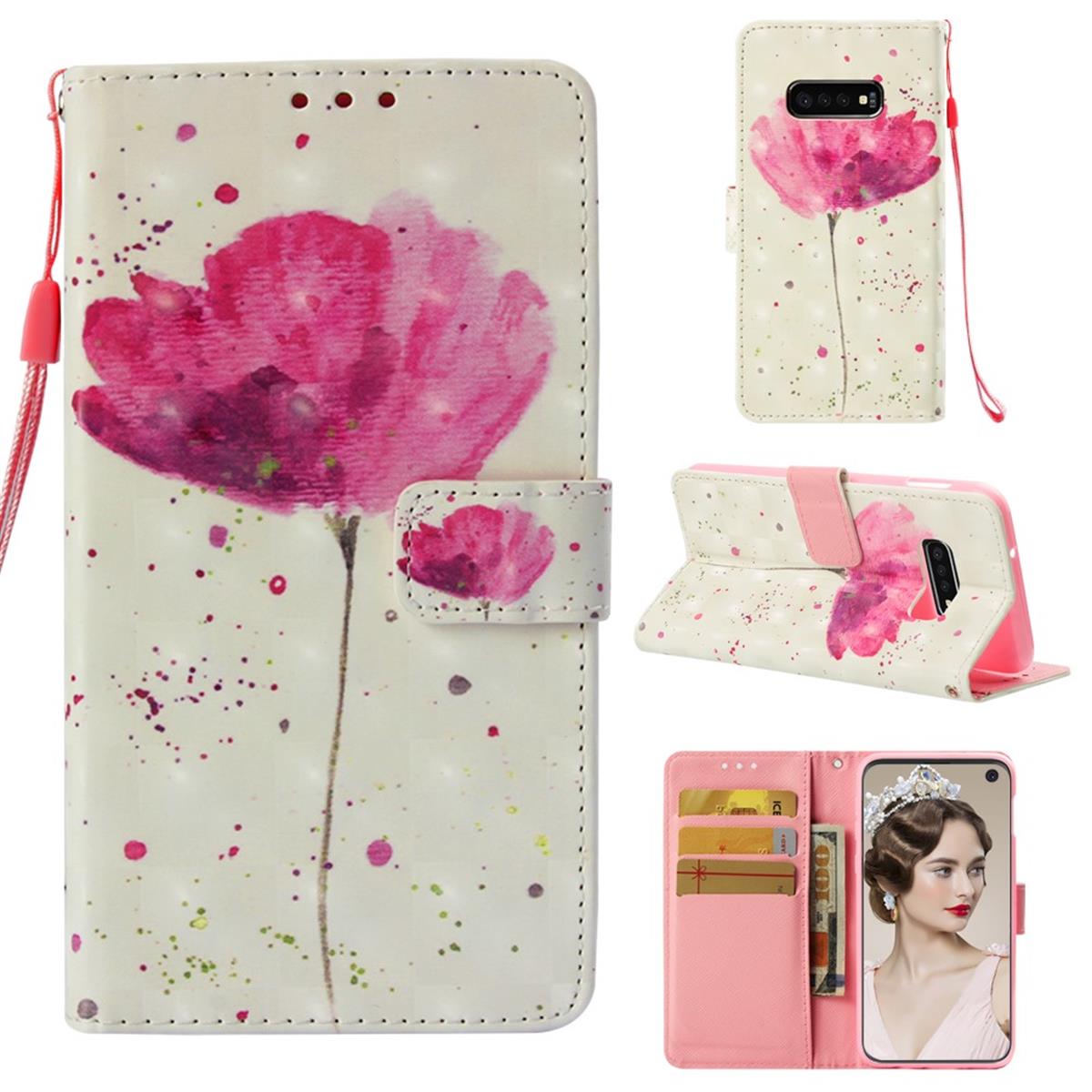 Hülle für Samsung Galaxy S10e Handyhülle Flip Case Schutzhülle Motiv Blume rosa