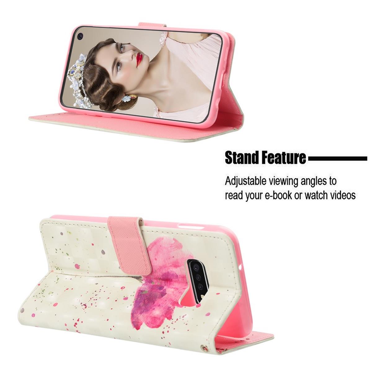 Hülle für Samsung Galaxy S10e Handyhülle Flip Case Schutzhülle Motiv Blume rosa