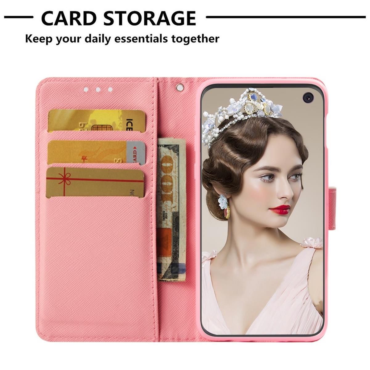 Hülle für Samsung Galaxy S10e Handyhülle Flip Case Schutzhülle Motiv Blume rosa