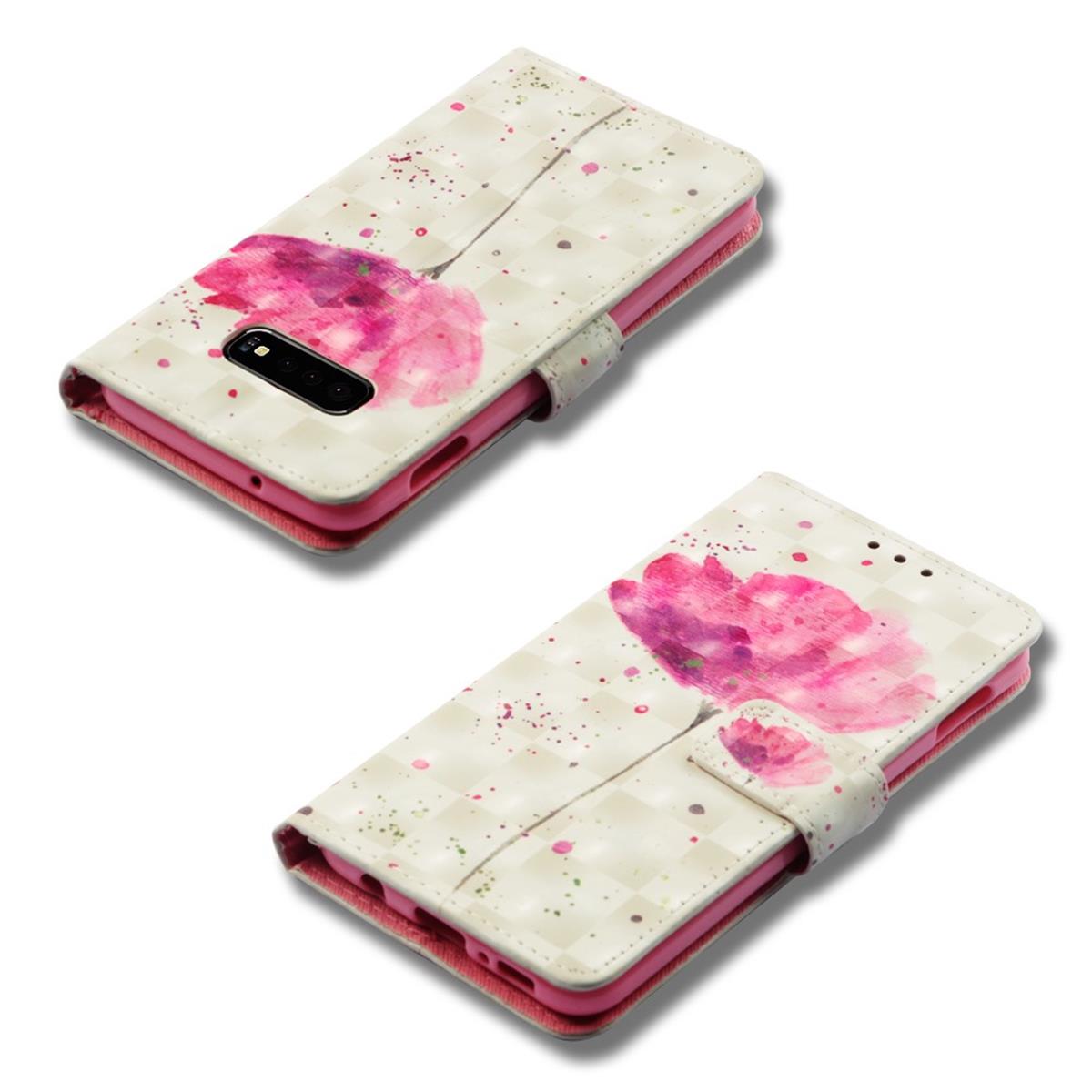 Hülle für Samsung Galaxy S10e Handyhülle Flip Case Schutzhülle Motiv Blume rosa
