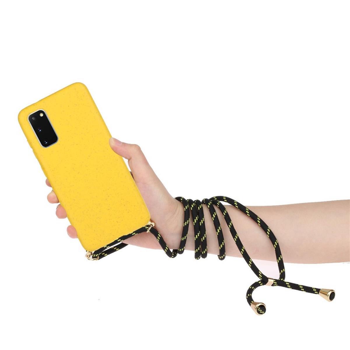 Hülle für Samsung Galaxy S20 Handyhülle Band Handykette Kordel Schnur Umhängetasche Gelb
