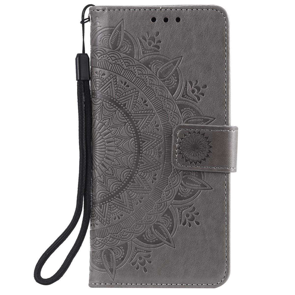 Hülle für Samsung Galaxy S21 FE Handyhülle Flip Case Cover Tasche Mandala Grau
