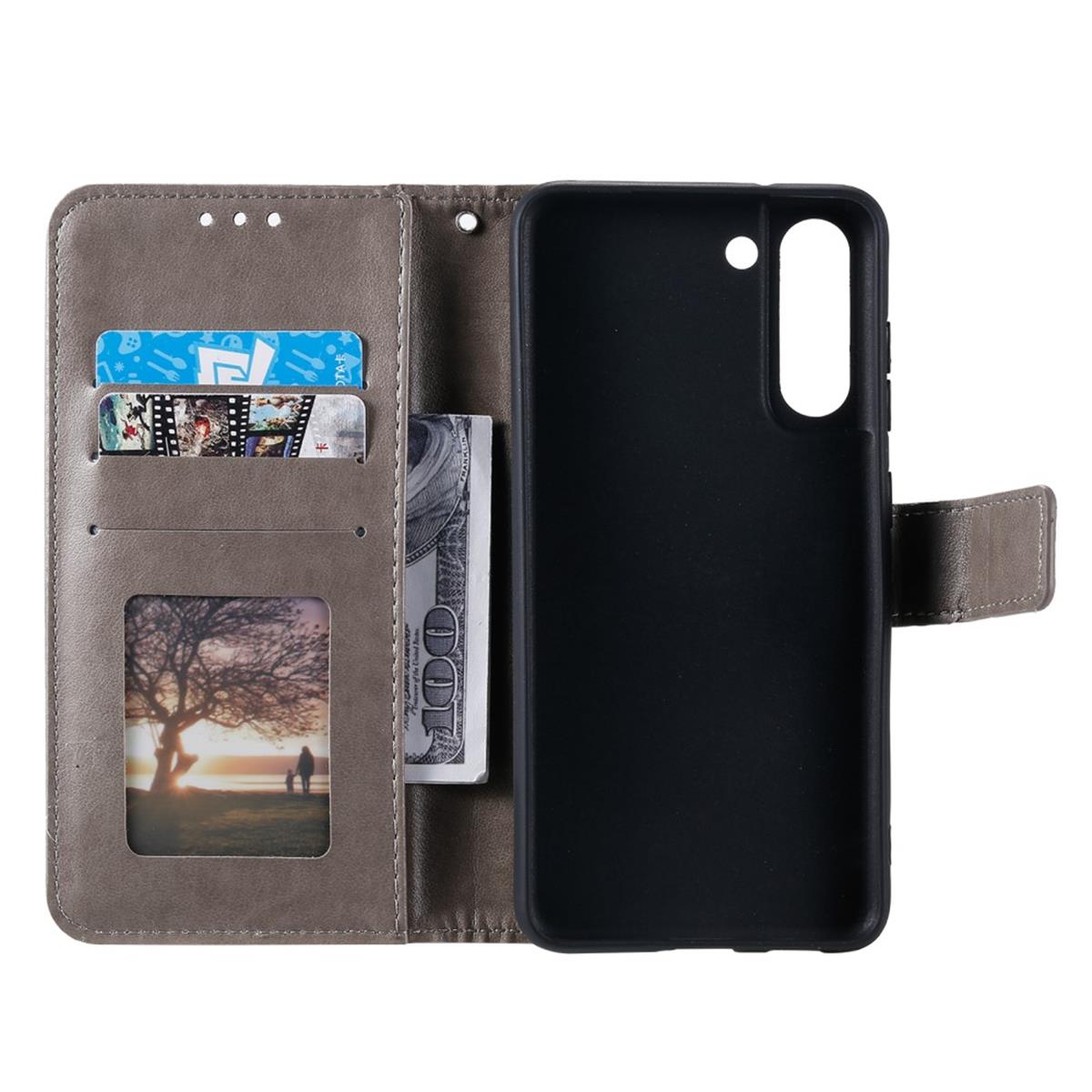 Hülle für Samsung Galaxy S21 FE Handyhülle Flip Case Cover Tasche Mandala Grau