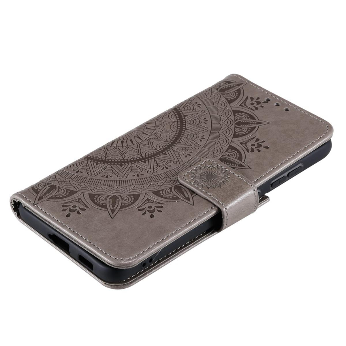 Hülle für Samsung Galaxy S21 FE Handyhülle Flip Case Cover Tasche Mandala Grau