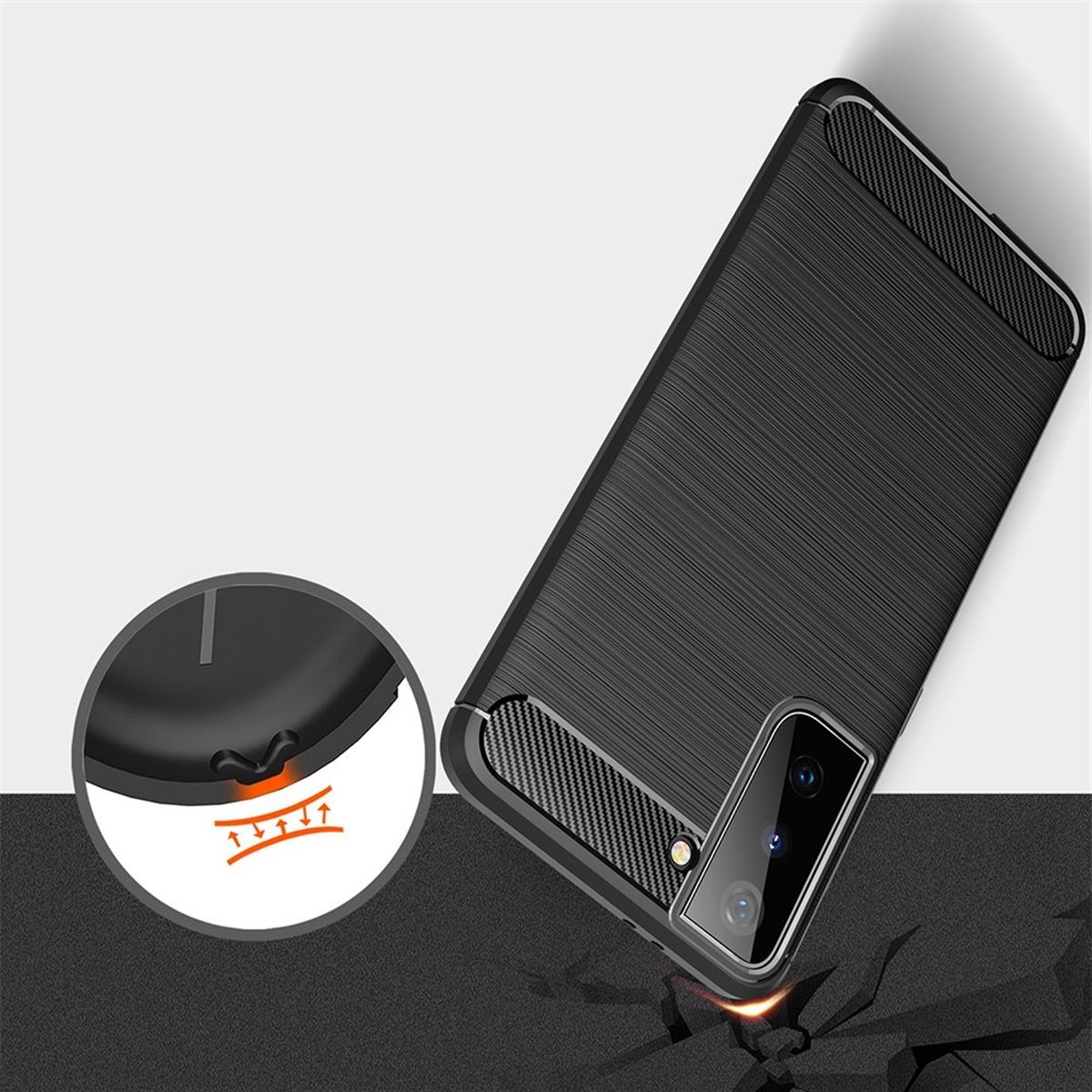 Hülle für Samsung Galaxy S21 Handyhülle Silikon Case Cover Bumper Carbonfarben