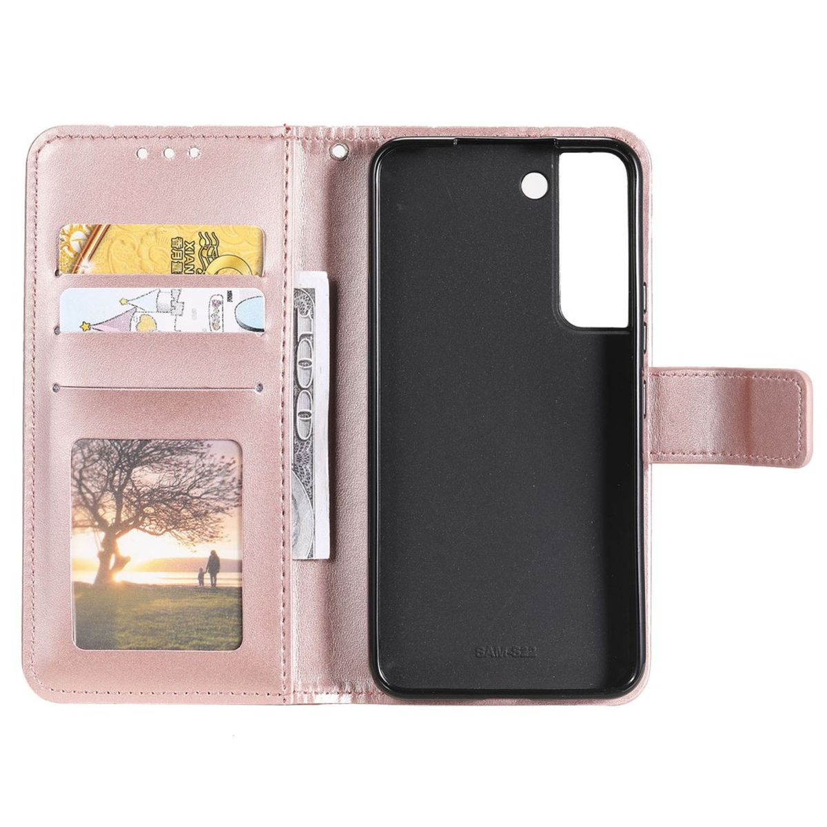 Hülle für Samsung Galaxy S22 5G Handyhülle Flip Case Cover Etui Mandala Rosegold - CoverKingz
