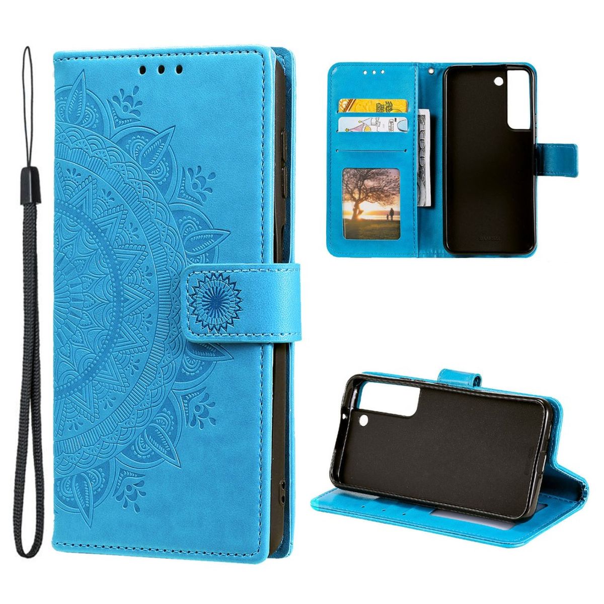 Hülle für Samsung Galaxy S22 5G Handyhülle Flip Case Cover Tasche Mandala Blau - CoverKingz