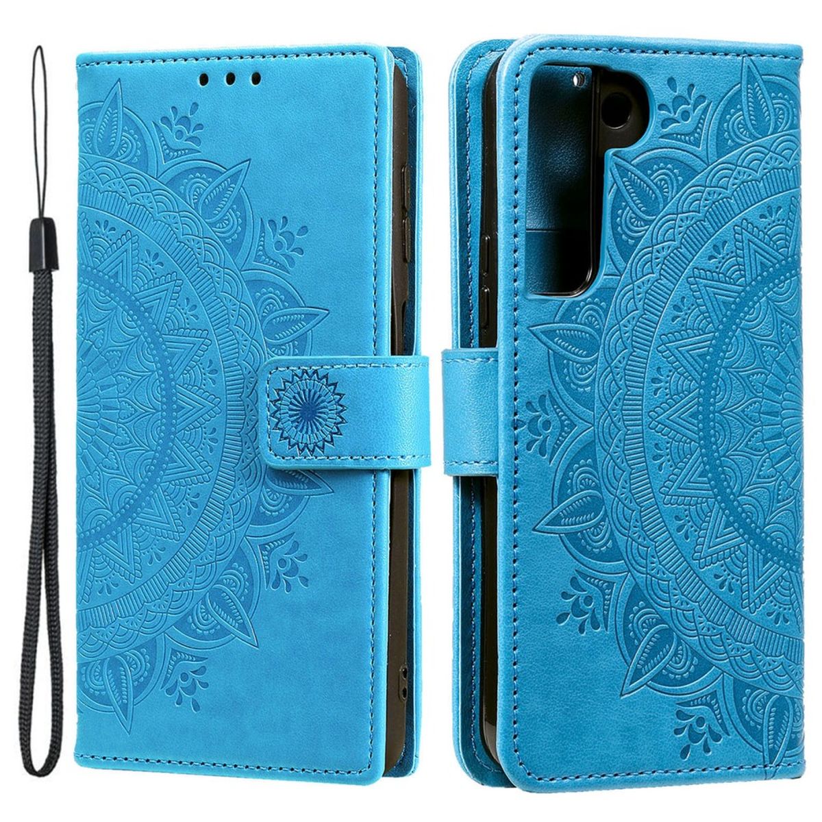 Hülle für Samsung Galaxy S22 5G Handyhülle Flip Case Cover Tasche Mandala Blau - CoverKingz