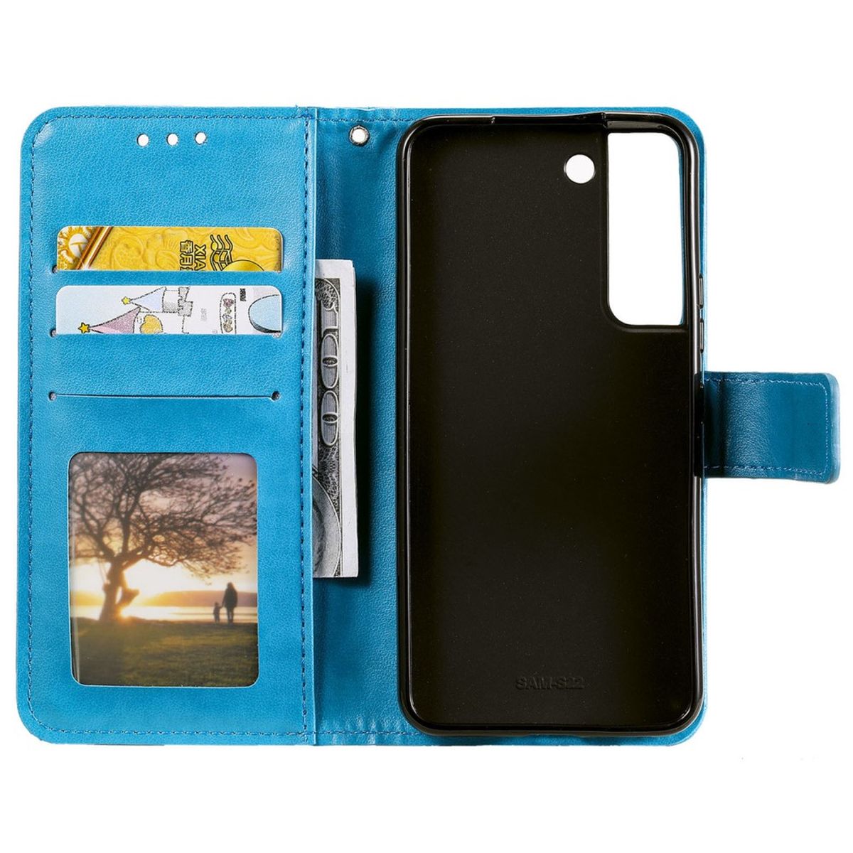 Hülle für Samsung Galaxy S22 5G Handyhülle Flip Case Cover Tasche Mandala Blau - CoverKingz
