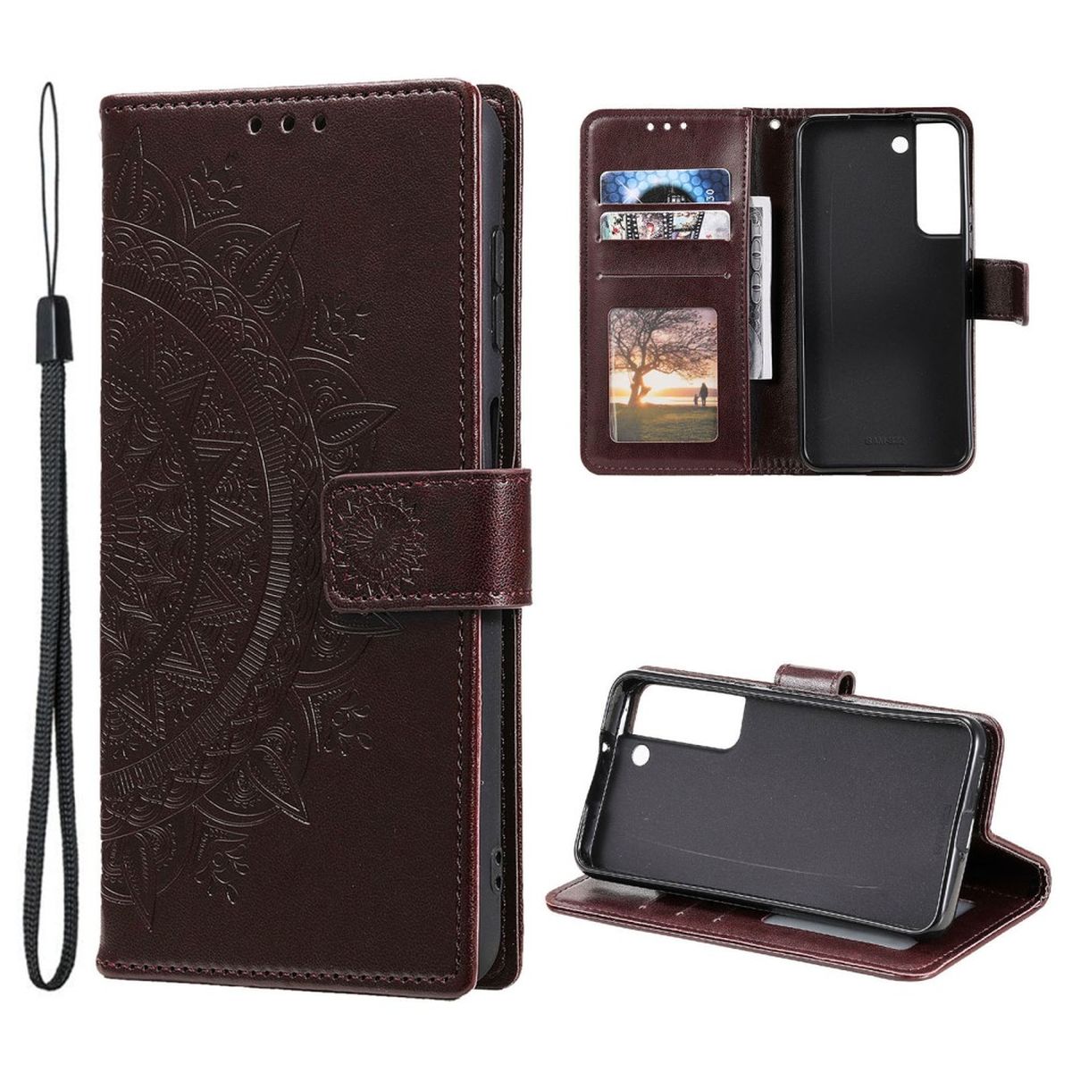 Hülle für Samsung Galaxy S22 5G Handyhülle Flip Case Cover Tasche Mandala Braun - CoverKingz