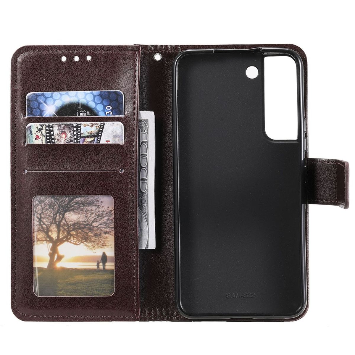 Hülle für Samsung Galaxy S22 5G Handyhülle Flip Case Cover Tasche Mandala Braun - CoverKingz