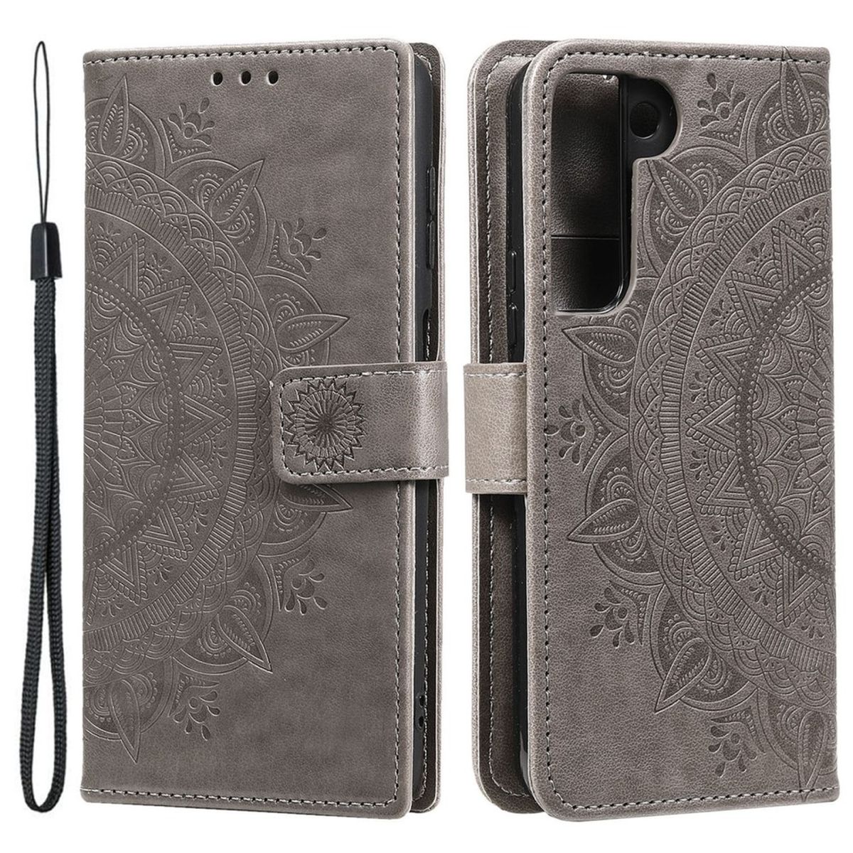Hülle für Samsung Galaxy S22 5G Handyhülle Flip Case Cover Tasche Mandala Grau - CoverKingz