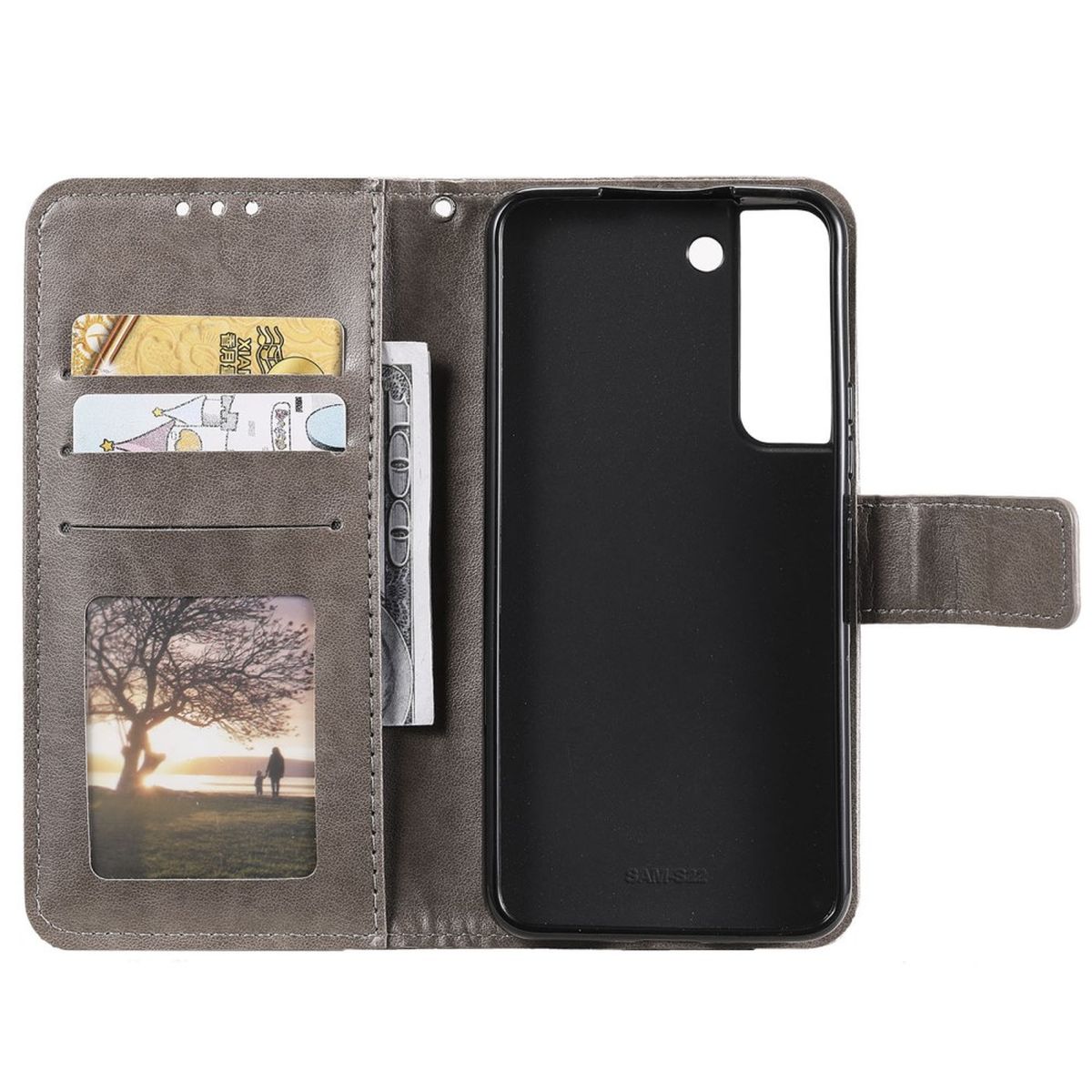 Hülle für Samsung Galaxy S22 5G Handyhülle Flip Case Cover Tasche Mandala Grau - CoverKingz