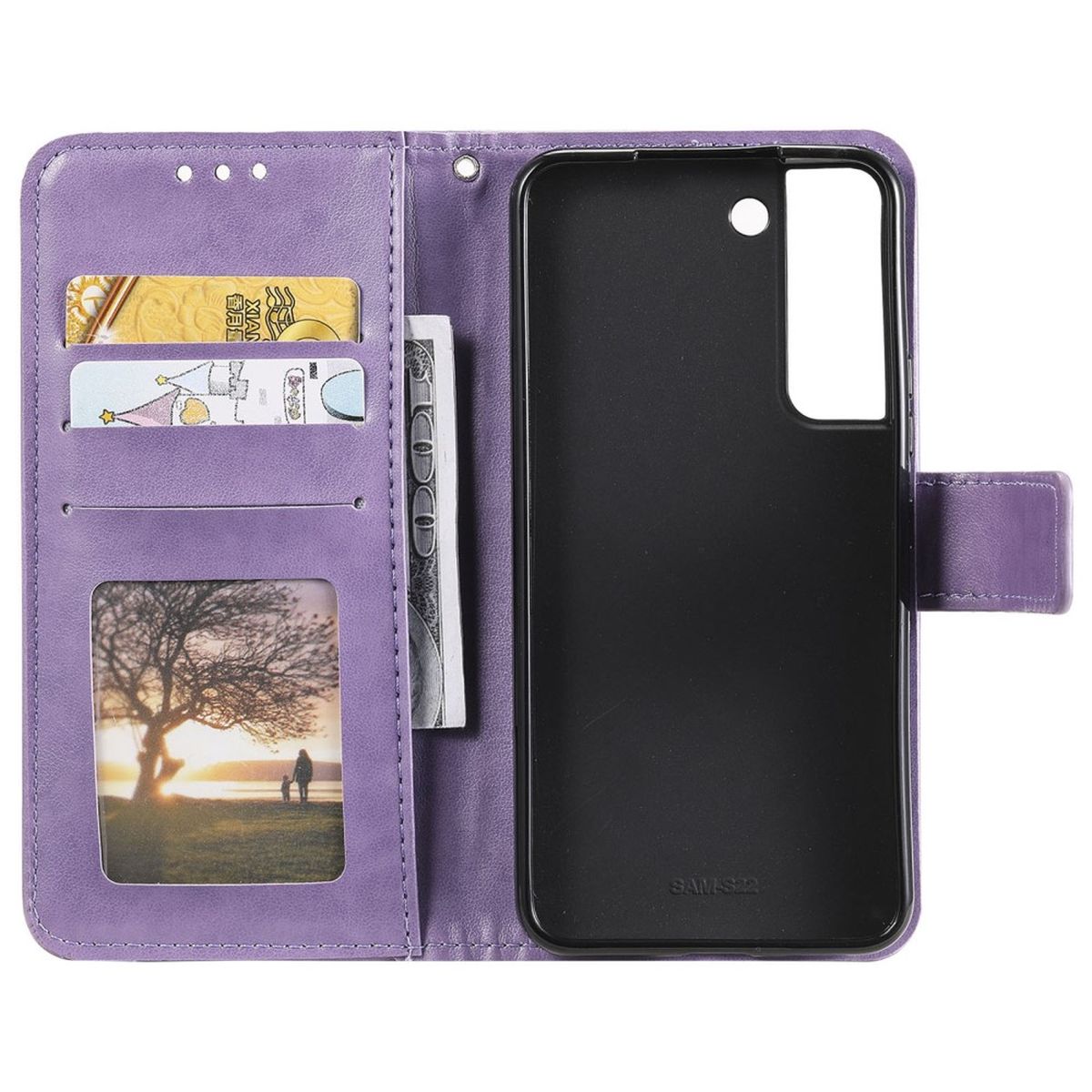 Hülle für Samsung Galaxy S22 5G Handyhülle Flip Case Cover Tasche Mandala Lila - CoverKingz