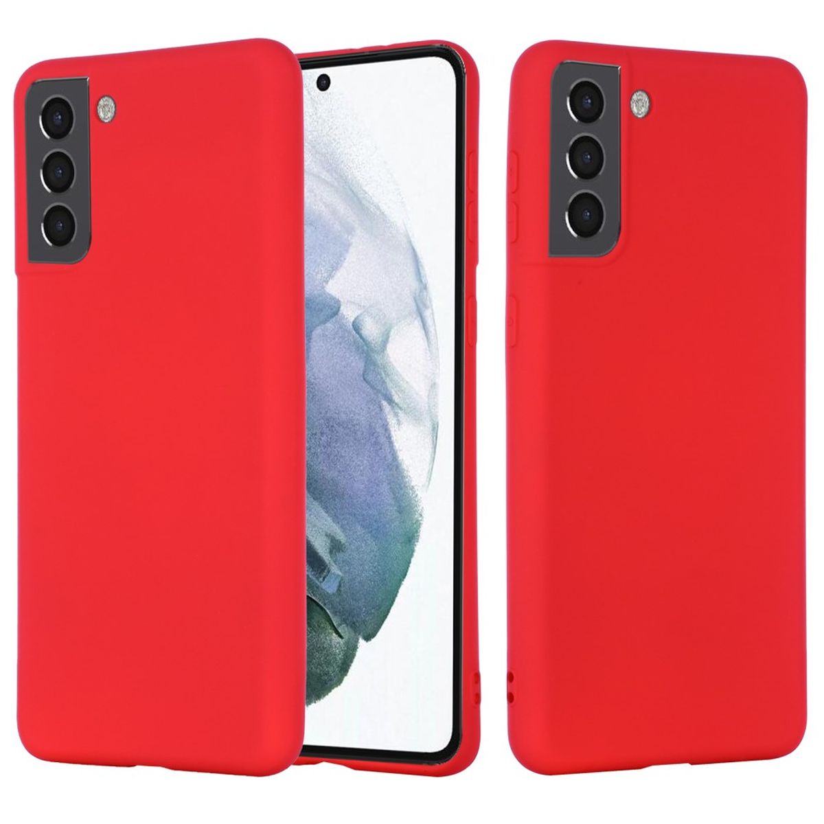 Hülle für Samsung Galaxy S22 5G Handyhülle Silikon Case Cover Bumper Matt Rot