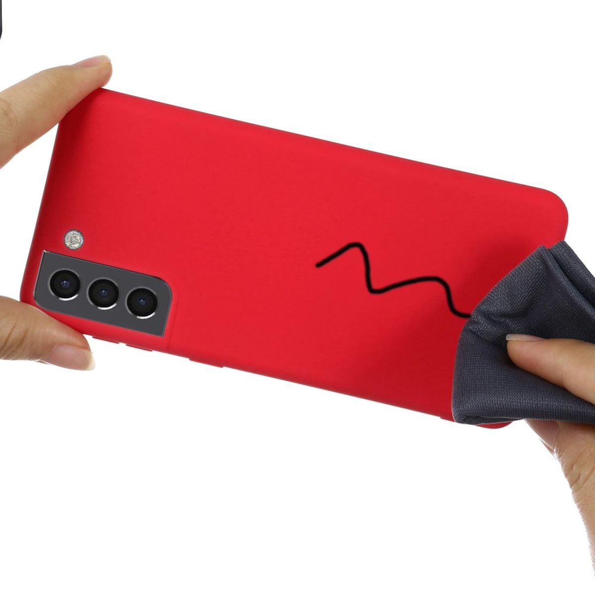 Hülle für Samsung Galaxy S22 5G Handyhülle Silikon Case Cover Bumper Matt Rot