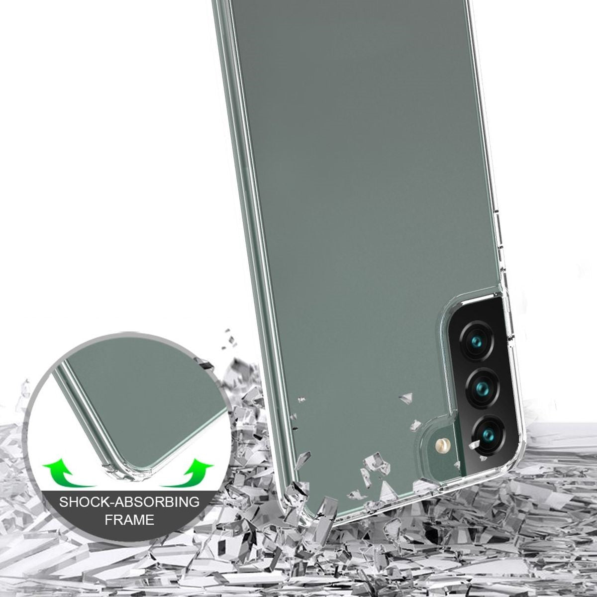 Hülle für Samsung Galaxy S22+ (Plus) Handy Cover Hybrid Silikon Case Bumper Klar