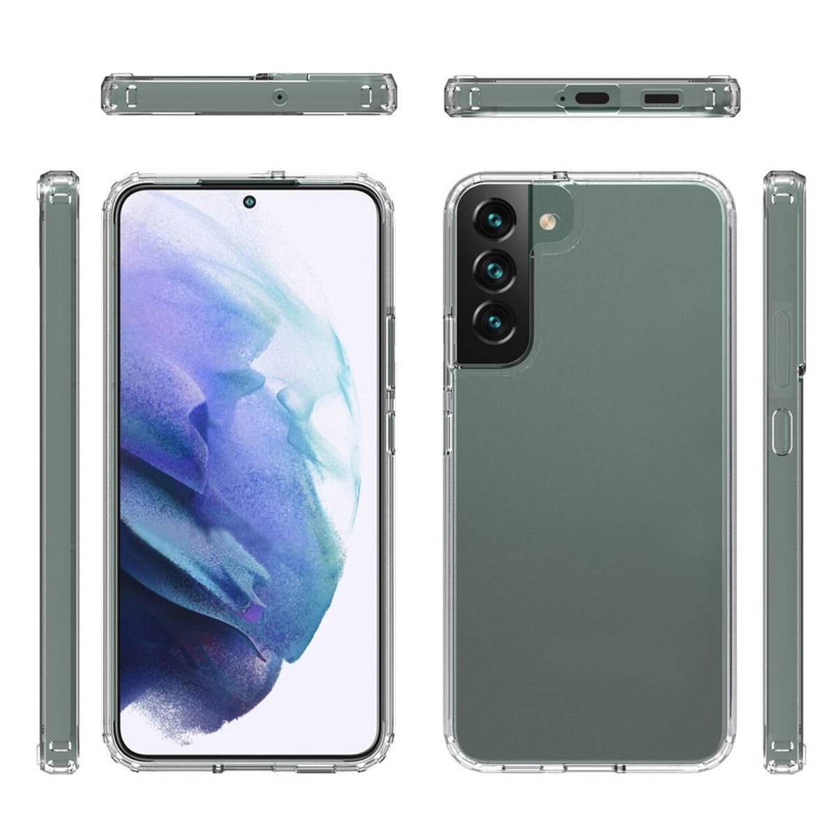 Hülle für Samsung Galaxy S22+ (Plus) Handy Cover Hybrid Silikon Case Bumper Klar