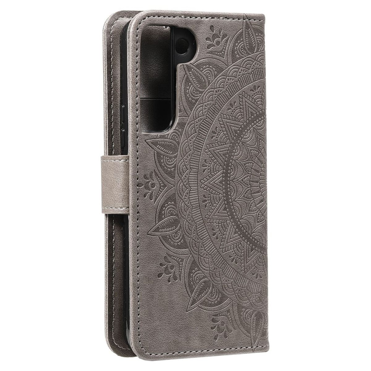 Hülle für Samsung Galaxy S22+ (Plus) Handyhülle Flip Case Cover Mandala Grau