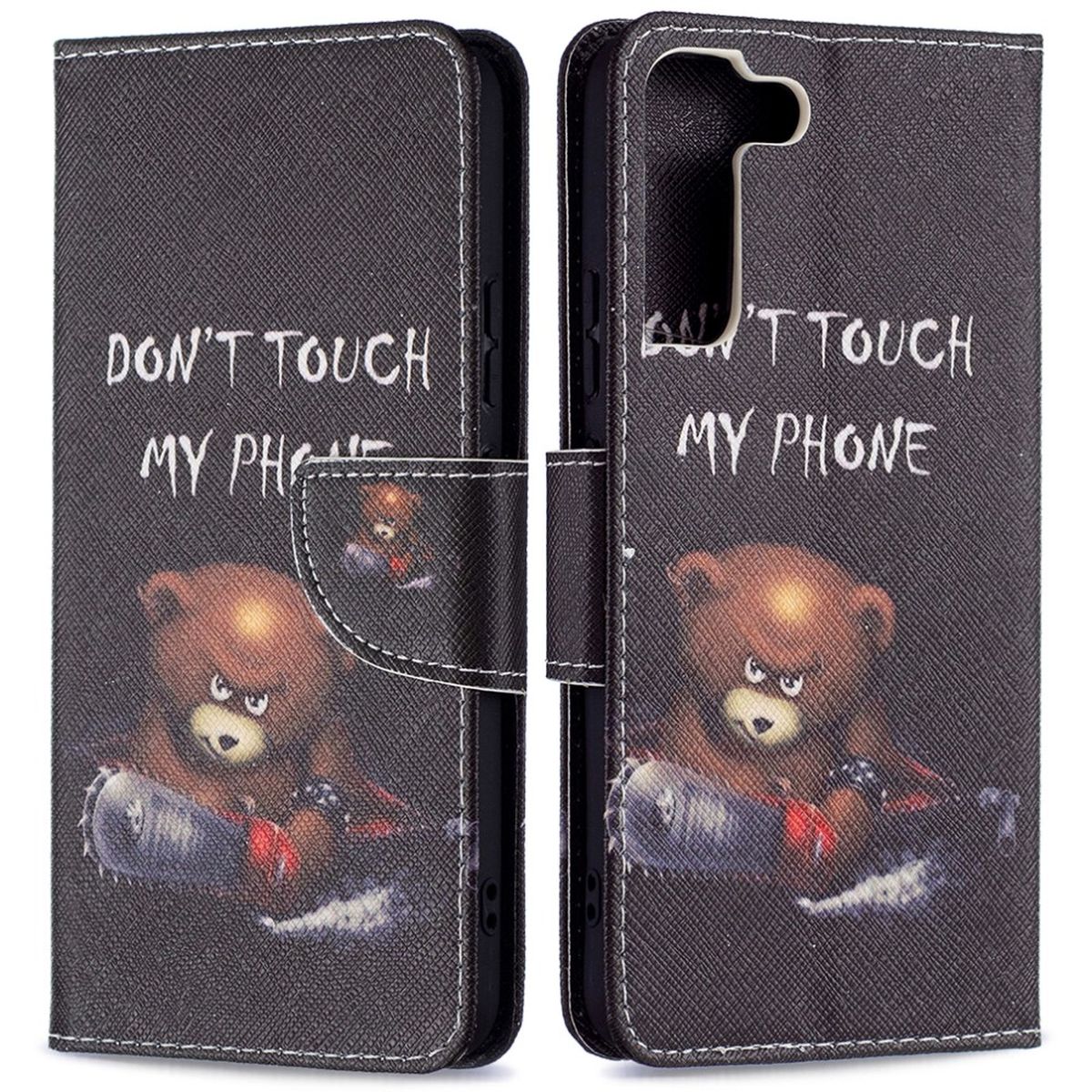Hülle für Samsung Galaxy S22+ (Plus) Handyhülle Flip Case Cover Tasche Motiv Bär