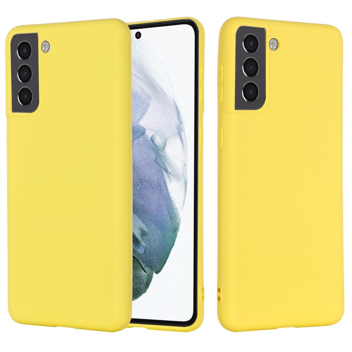 Hülle für Samsung Galaxy S22+ (Plus) Handyhülle Silikon Case Cover Matt Gelb