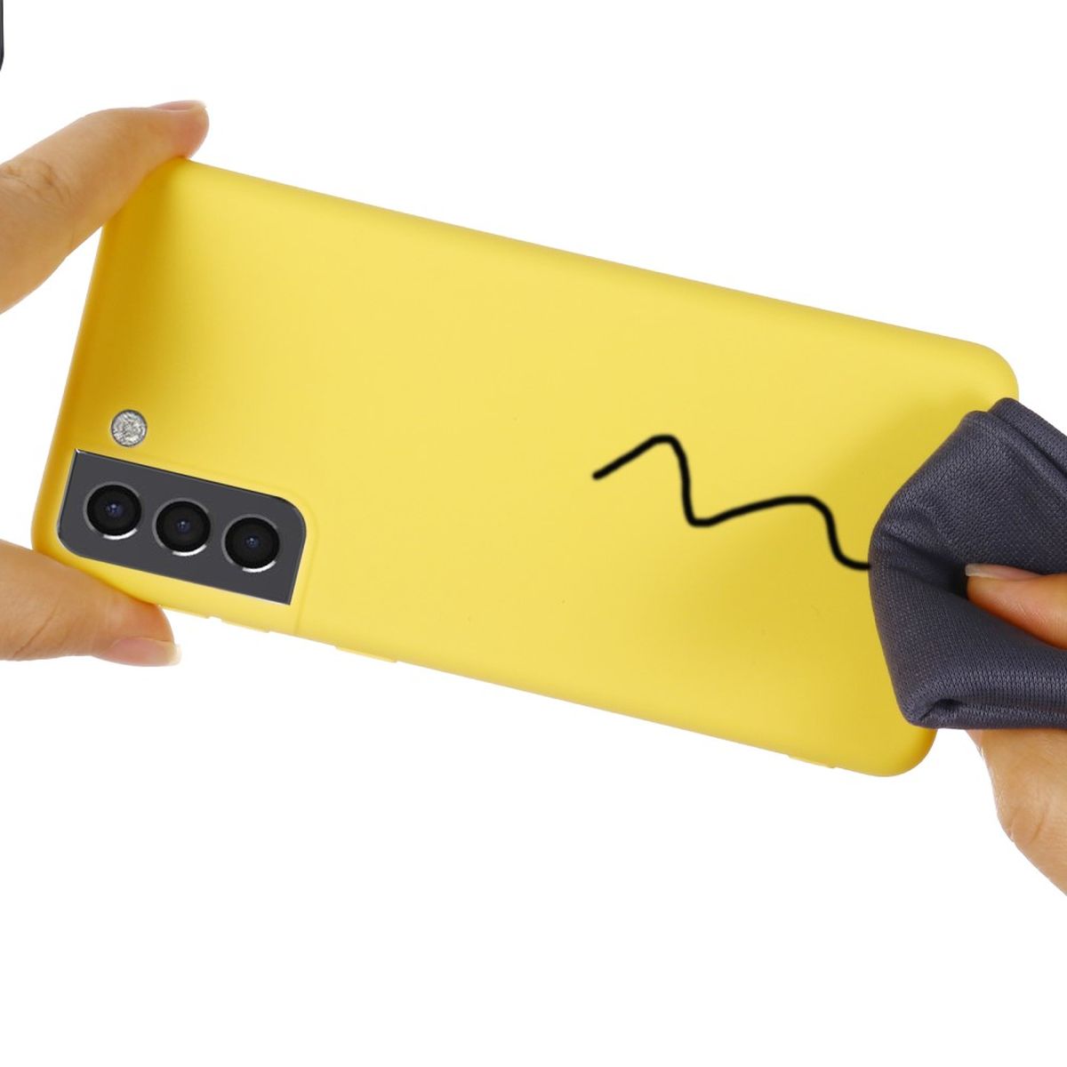 Hülle für Samsung Galaxy S22+ (Plus) Handyhülle Silikon Case Cover Matt Gelb