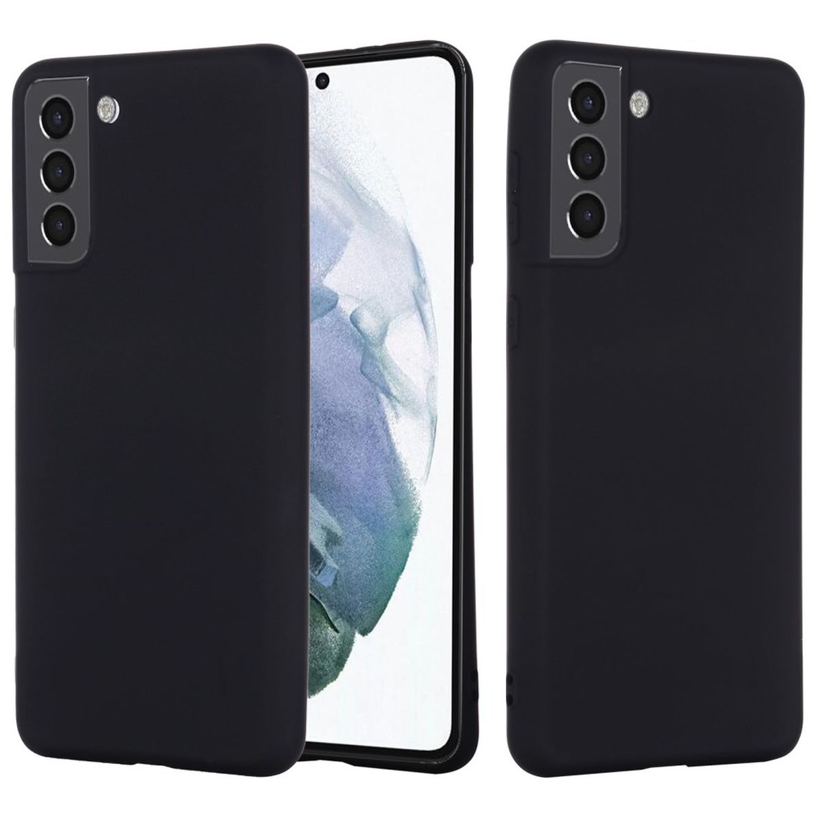 Hülle für Samsung Galaxy S22+ (Plus) Handyhülle Silikon Case Cover Matt Schwarz
