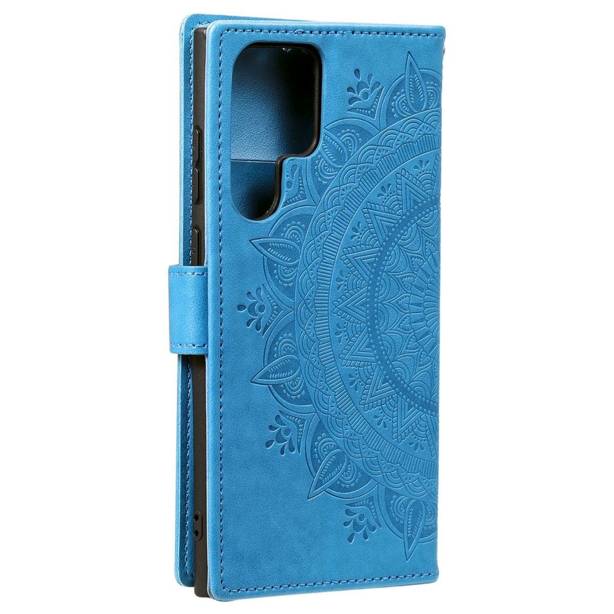 Hülle für Samsung Galaxy S22 Ultra Handyhülle Flip Case Cover Etui Mandala Blau