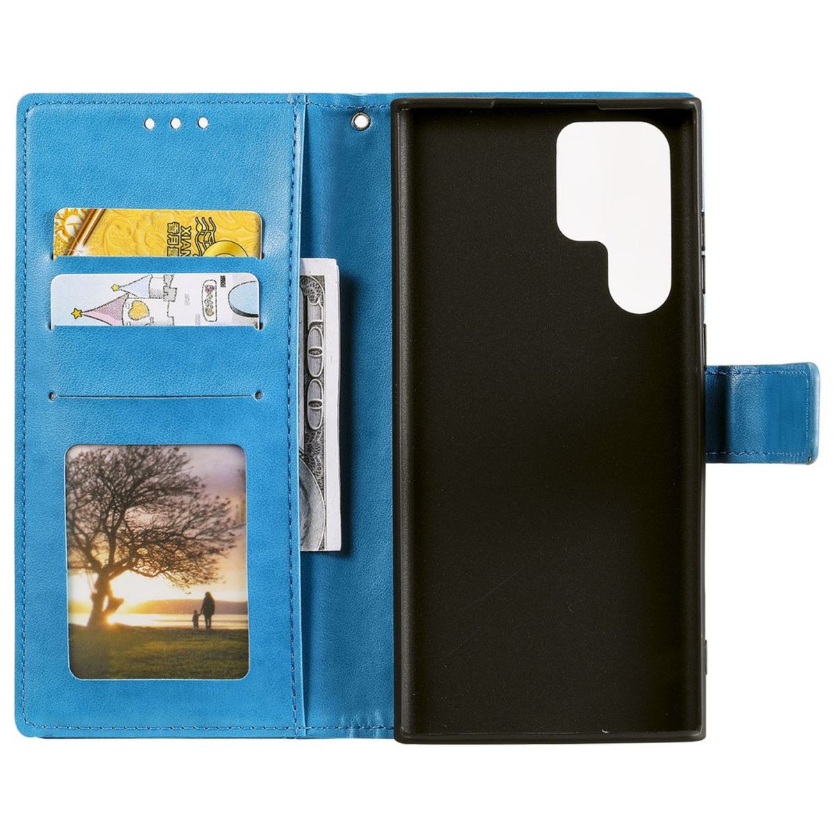 Hülle für Samsung Galaxy S22 Ultra Handyhülle Flip Case Cover Etui Mandala Blau
