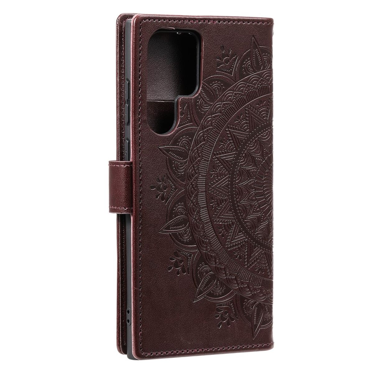 Hülle für Samsung Galaxy S22 Ultra Handyhülle Flip Case Cover Etui Mandala Braun