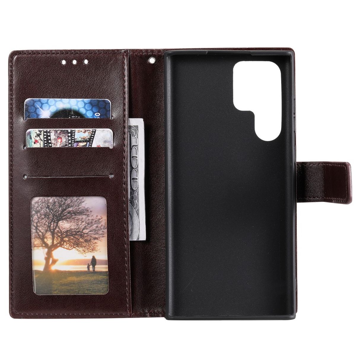 Hülle für Samsung Galaxy S22 Ultra Handyhülle Flip Case Cover Etui Mandala Braun