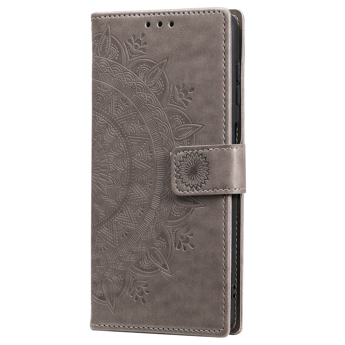 Hülle für Samsung Galaxy S22 Ultra Handyhülle Flip Case Cover Etui Mandala Grau
