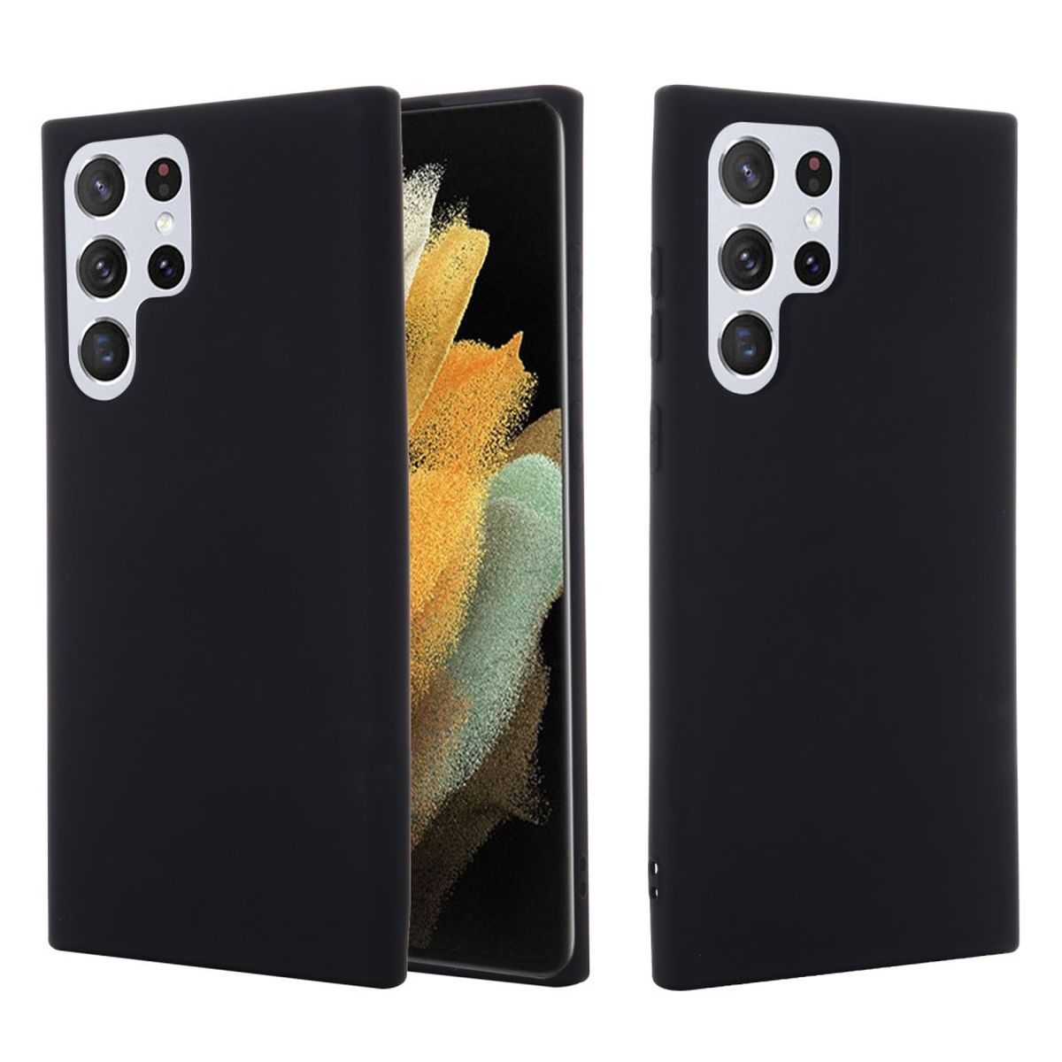 Hülle für Samsung Galaxy S22 Ultra Handyhülle Silikon Case Cover Matt Schwarz