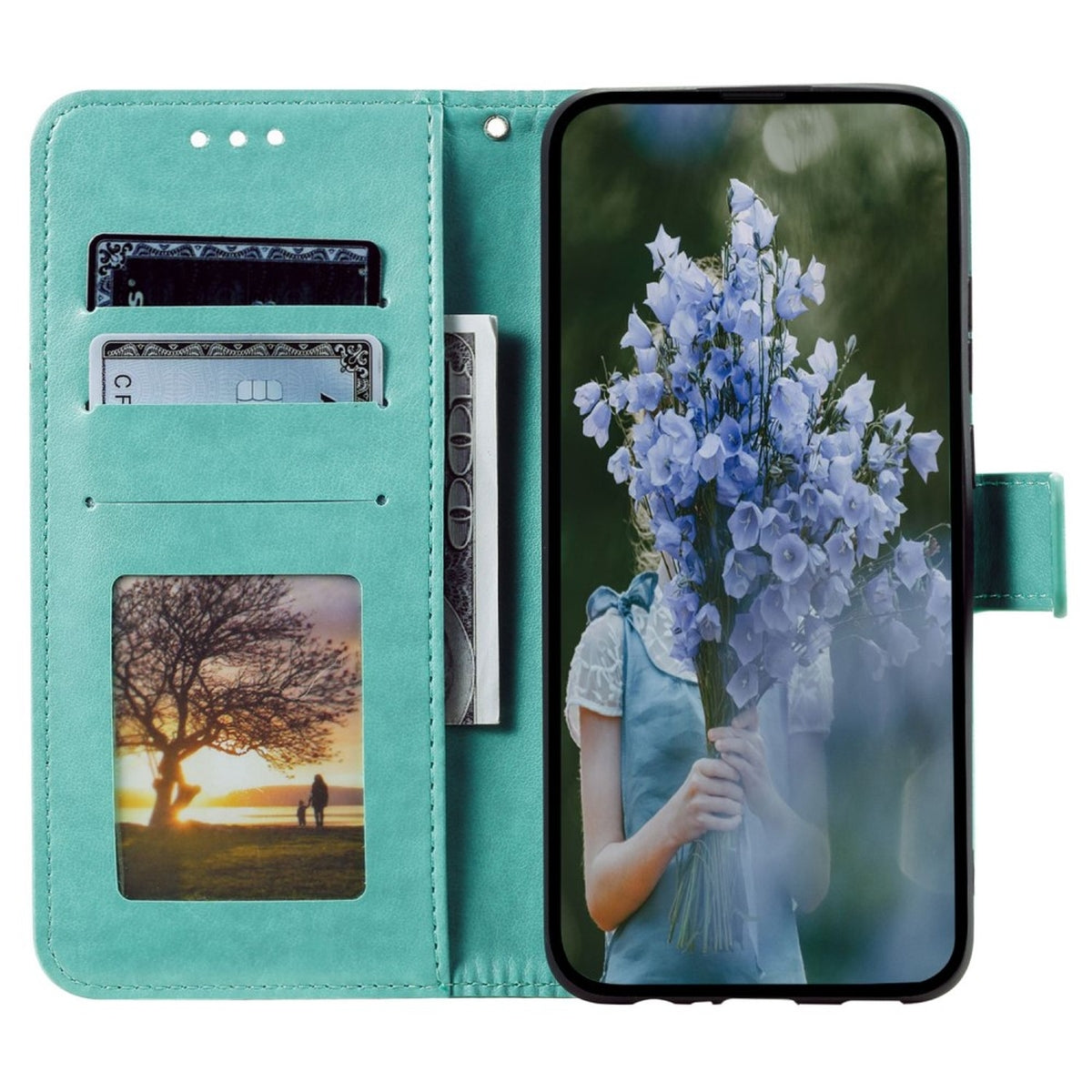 Hülle für Samsung Galaxy S23 Handyhülle Flip Case Cover Etui Mandala Grün