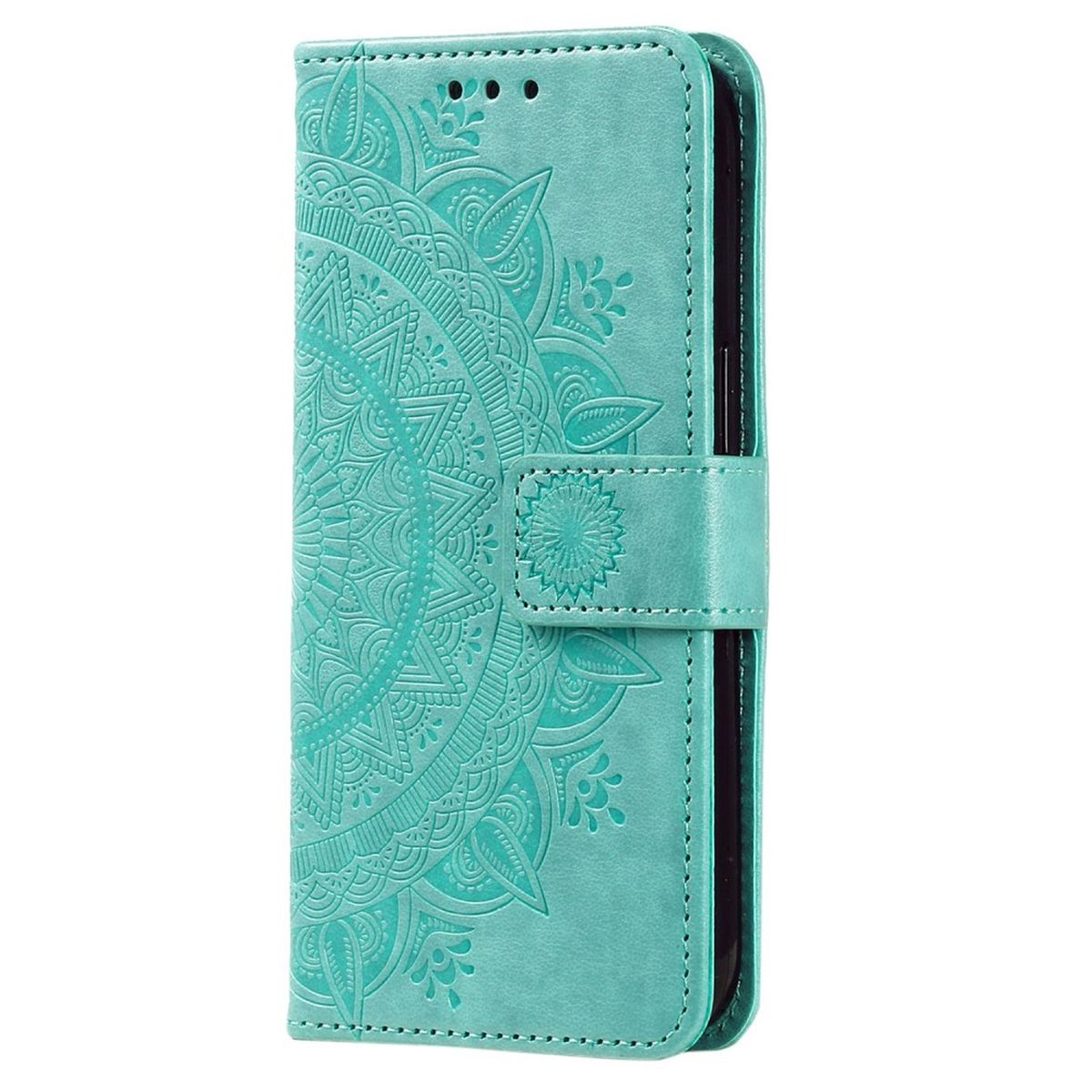 Hülle für Samsung Galaxy S23+ Handyhülle Flip Case Cover Etui Mandala Grün