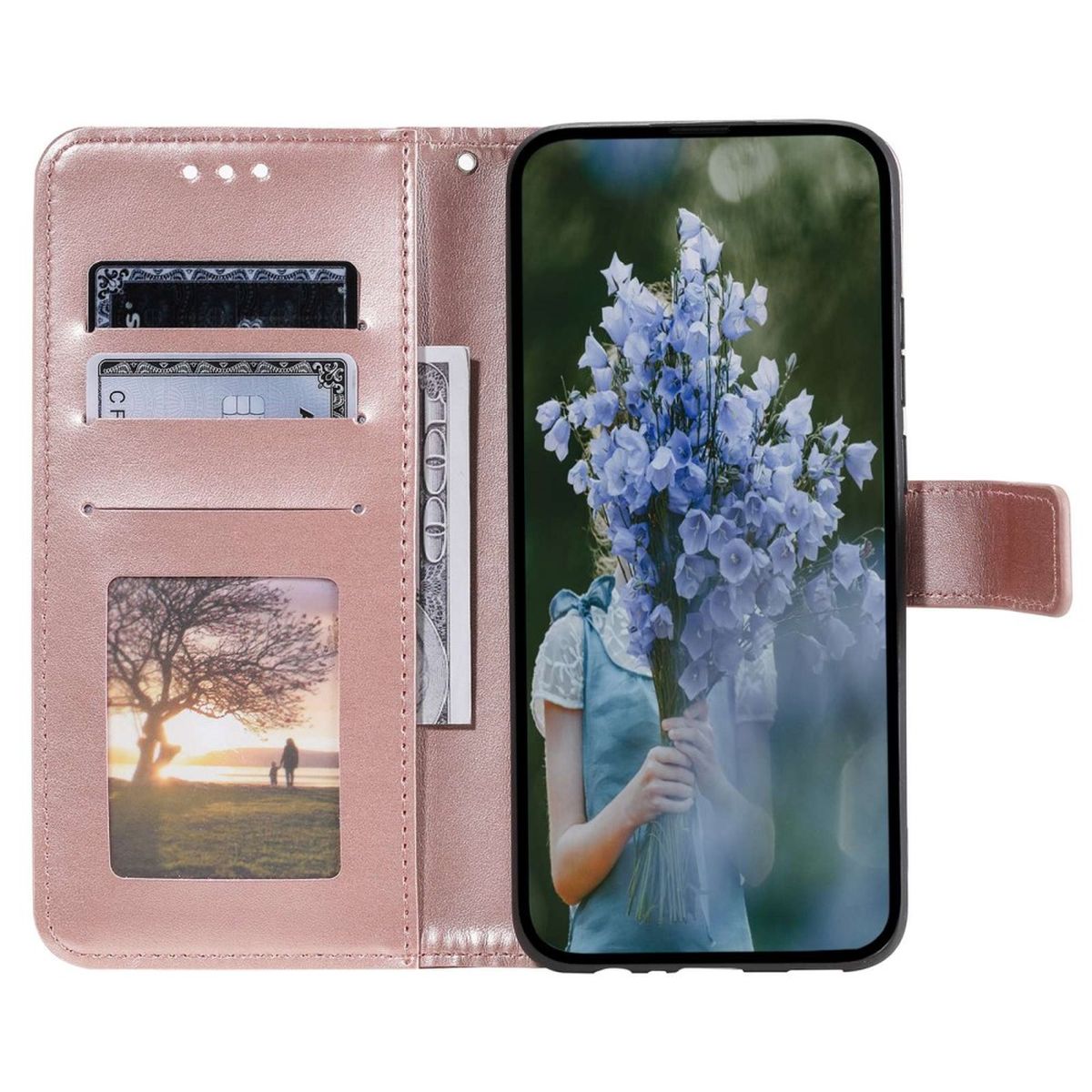 Hülle für Samsung Galaxy S23+ Handyhülle Flip Case Cover Etui Mandala Rosegold