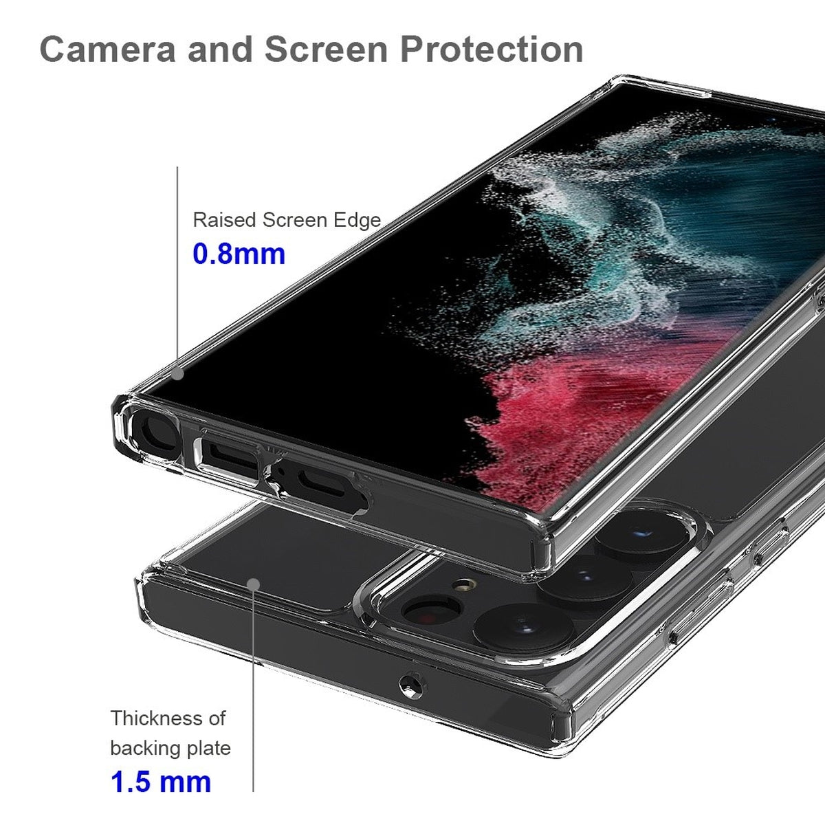 Hülle für Samsung Galaxy S23 Ultra Handy Case Hybrid Silikon Bumper Cover Klar
