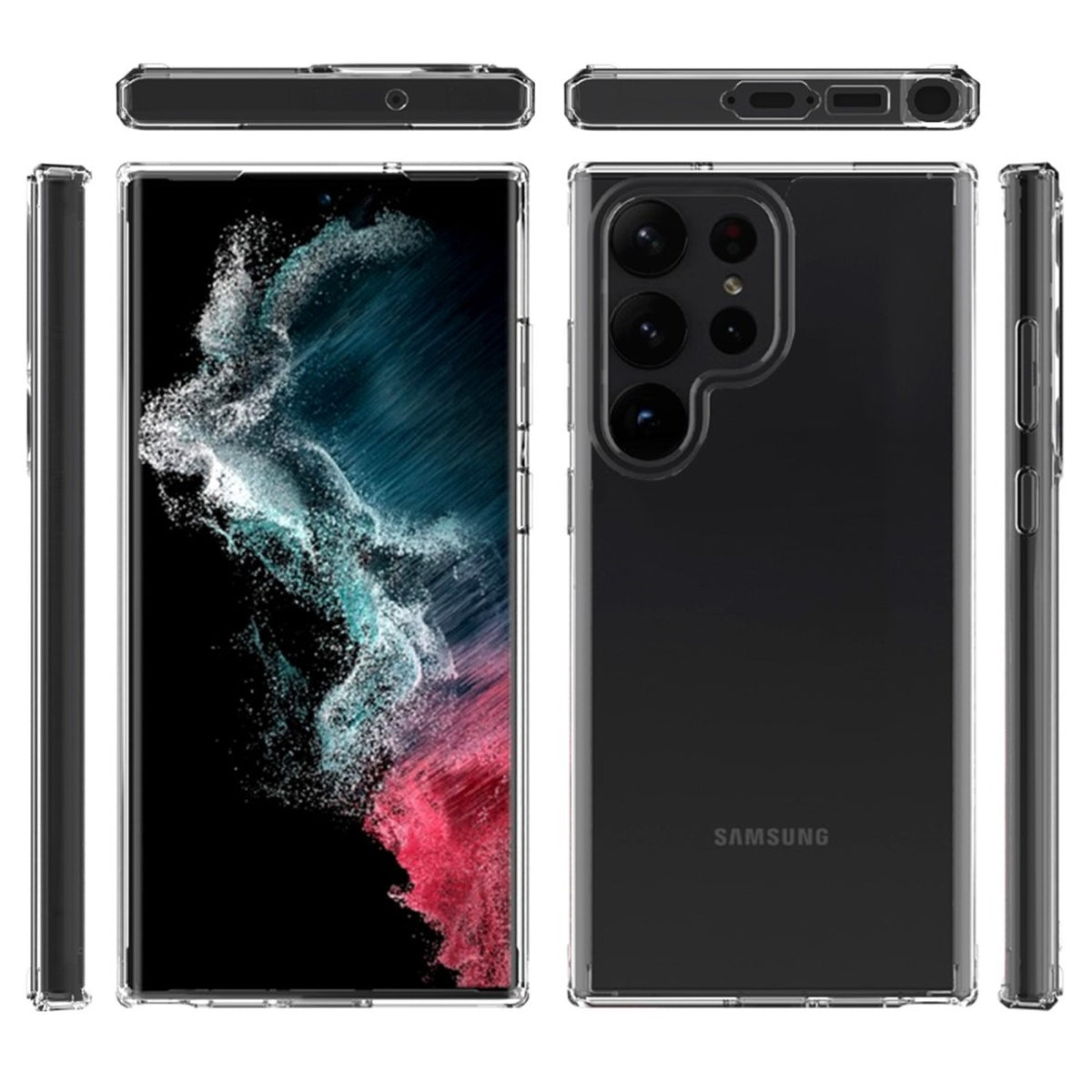 Hülle für Samsung Galaxy S23 Ultra Handy Case Hybrid Silikon Bumper Cover Klar