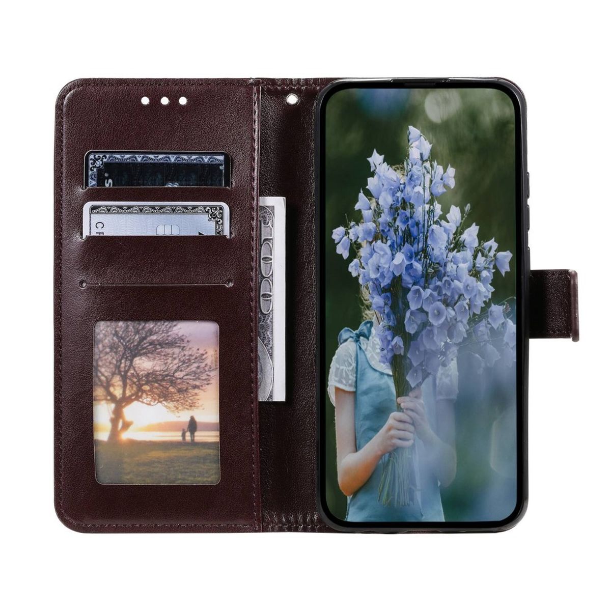 Hülle für Samsung Galaxy S23 Ultra Handyhülle Flip Case Cover Etui Mandala Braun