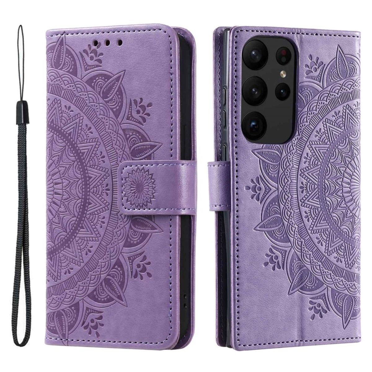 Hülle für Samsung Galaxy S23 Ultra Handyhülle Flip Case Cover Etui Mandala Lila