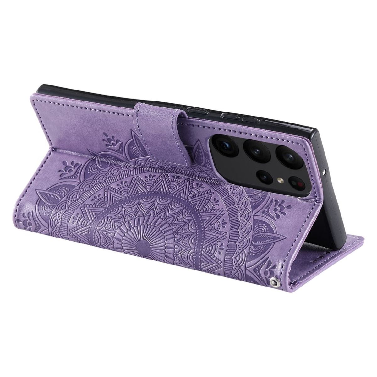 Hülle für Samsung Galaxy S23 Ultra Handyhülle Flip Case Cover Etui Mandala Lila