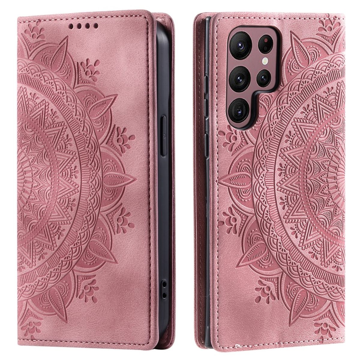 Hülle für Samsung Galaxy S24 Ultra Handyhülle Flip Case Cover Mandala Rose