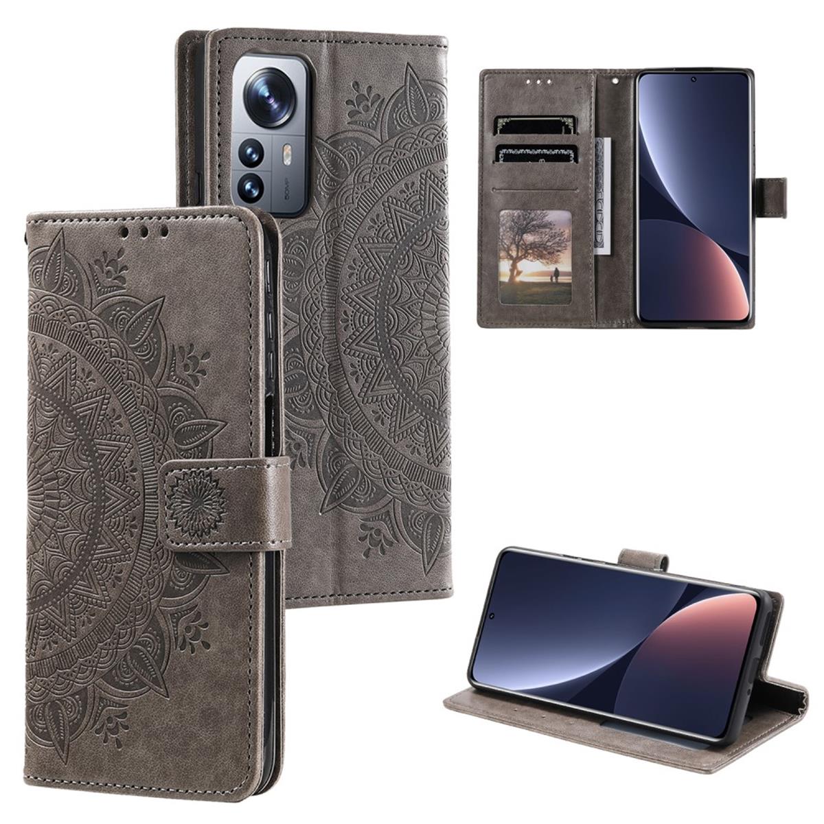 Hülle für Xiaomi 12 Pro Handyhülle Flip Case Cover Tasche Etui Mandala Grau