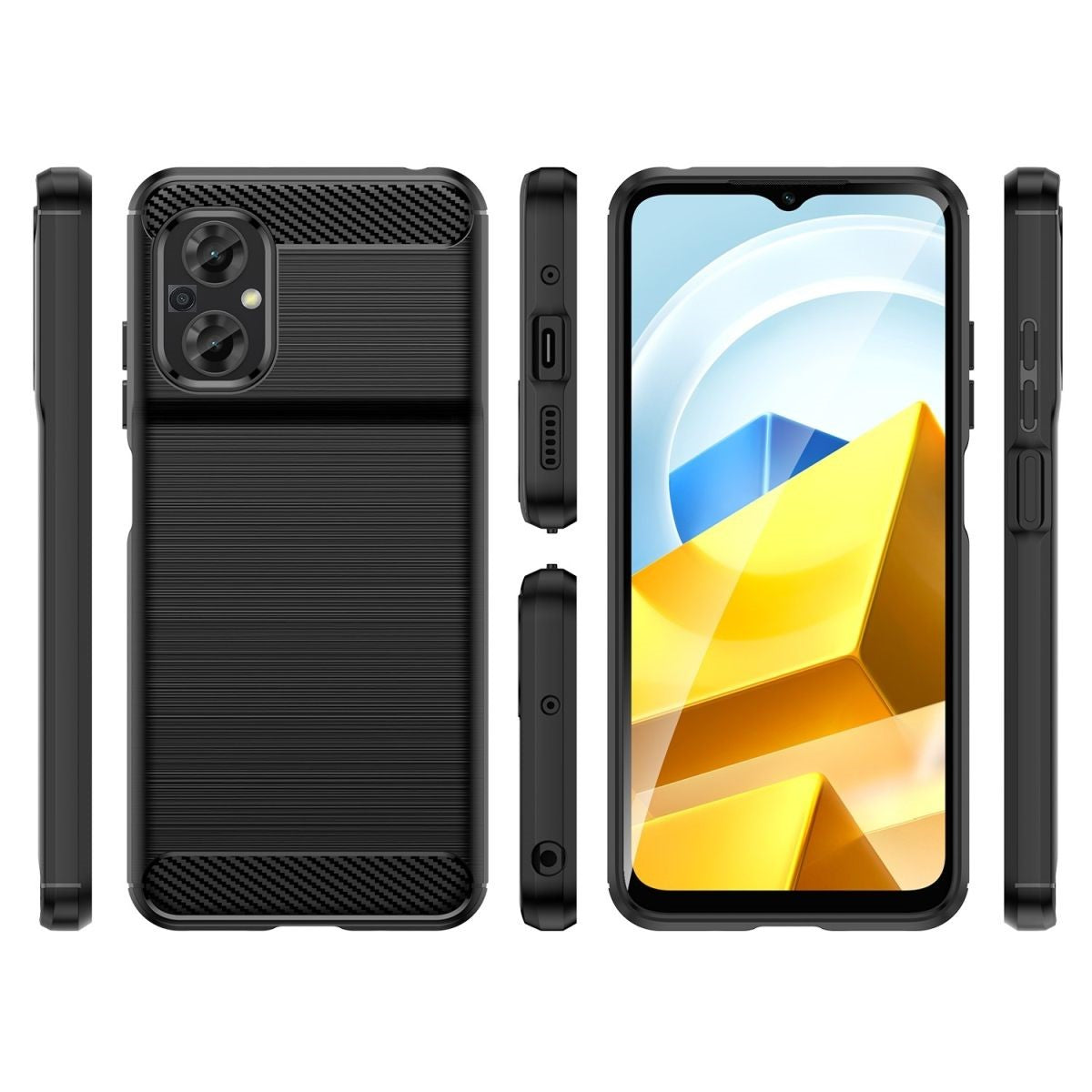 Hülle für Xiaomi Poco M5 Handyhülle Silikon Case Bumper Cover Carbonfarben