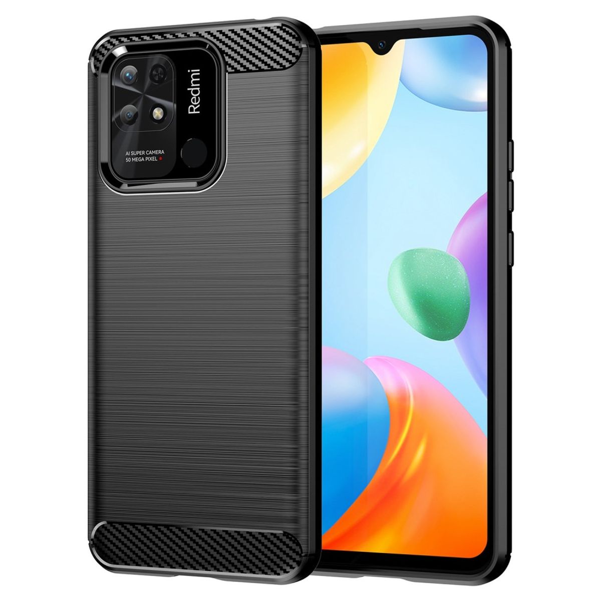 Hülle für Xiaomi Redmi 10C Handyhülle Silikon Case Cover Bumper Carbonfarben