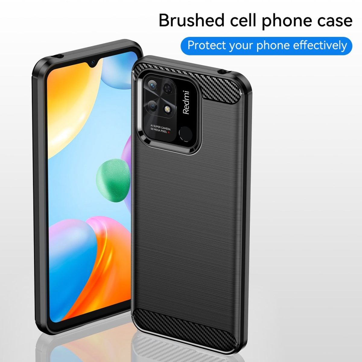Hülle für Xiaomi Redmi 10C Handyhülle Silikon Case Cover Bumper Carbonfarben