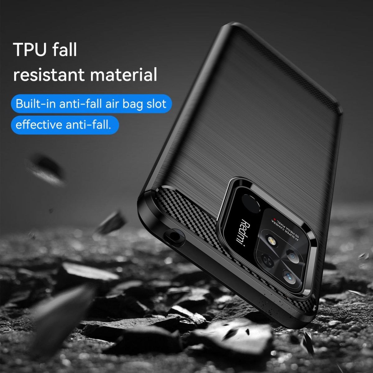 Hülle für Xiaomi Redmi 10C Handyhülle Silikon Case Cover Bumper Carbonfarben