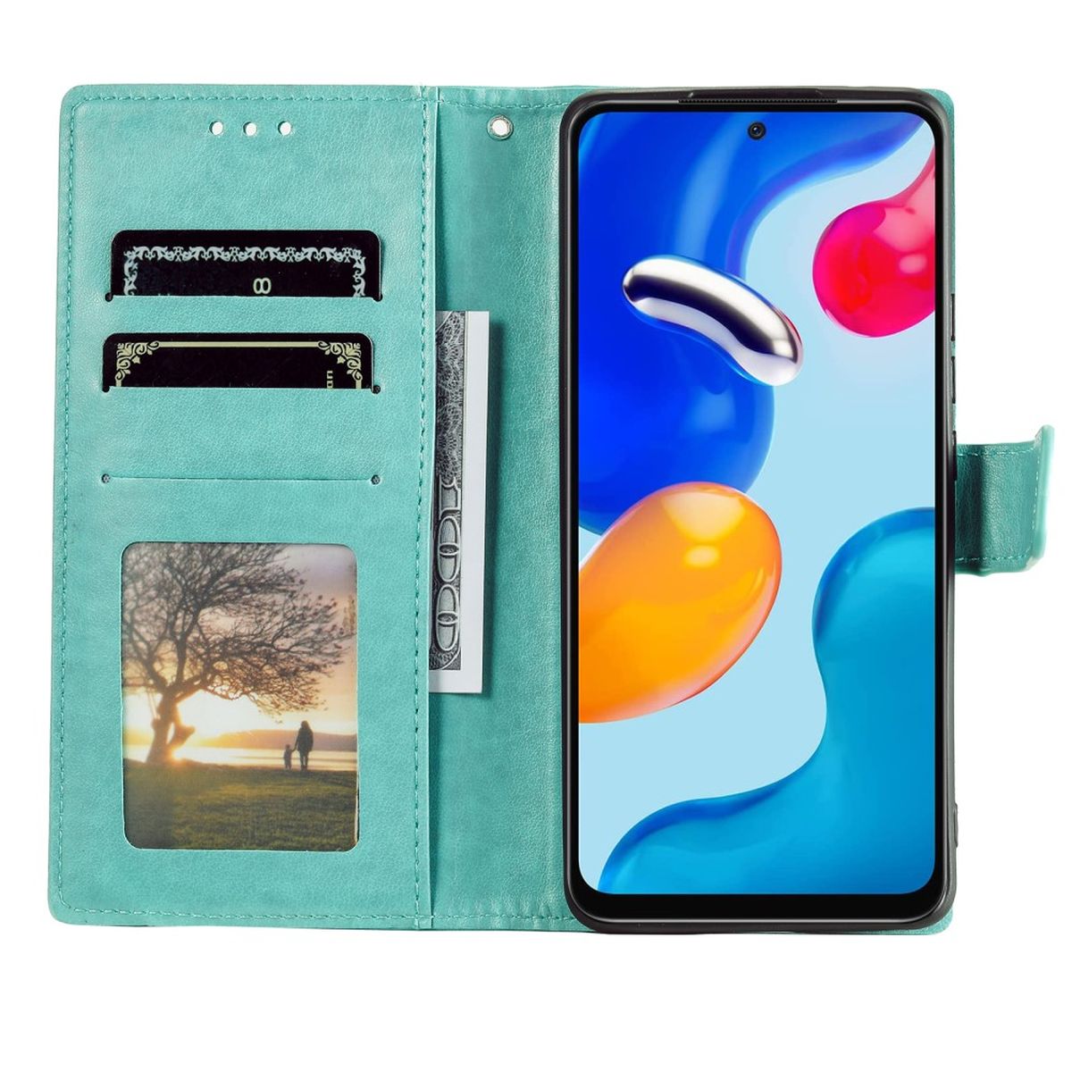 Hülle für Xiaomi Redmi Note 11/11S 4G/Poco M4 Pro Handy Flip Case Mandala Grün