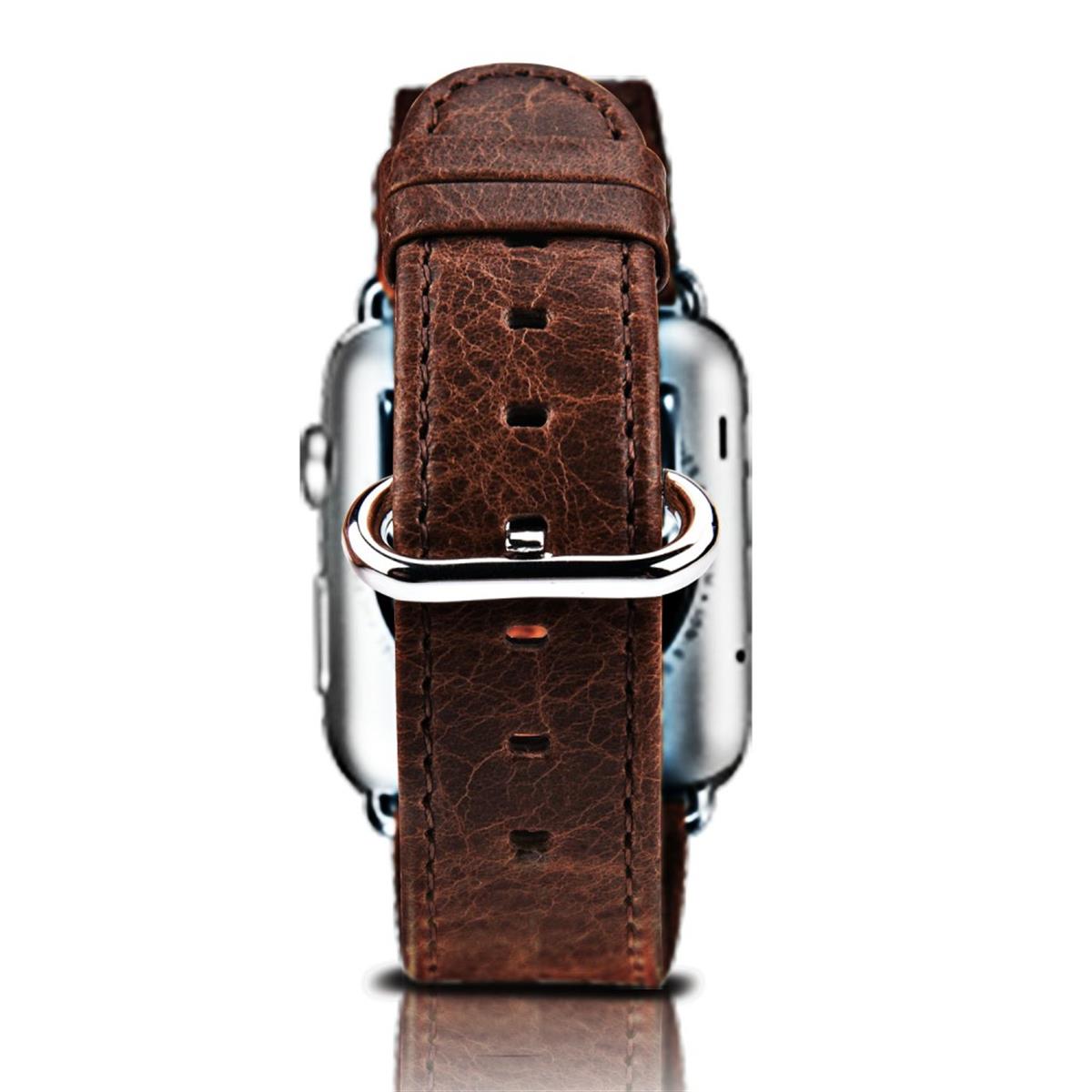 Leder Armband für Apple Watch 41/40/38mm Armband Series 8/7/6/SE/5/4 Dunkelbraun
